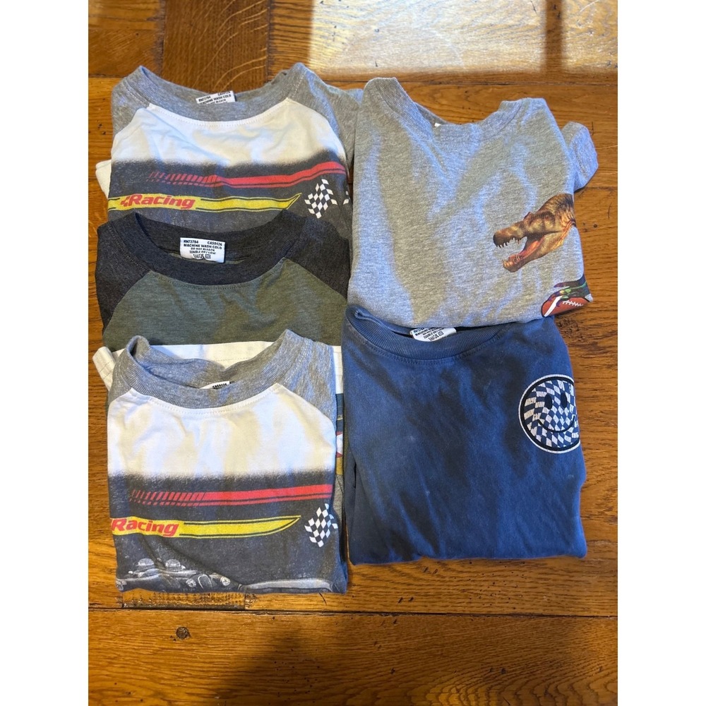 Lot of 5 Mish Boys Shirts Sz 3 long sleeves racing dinosaurs EUC